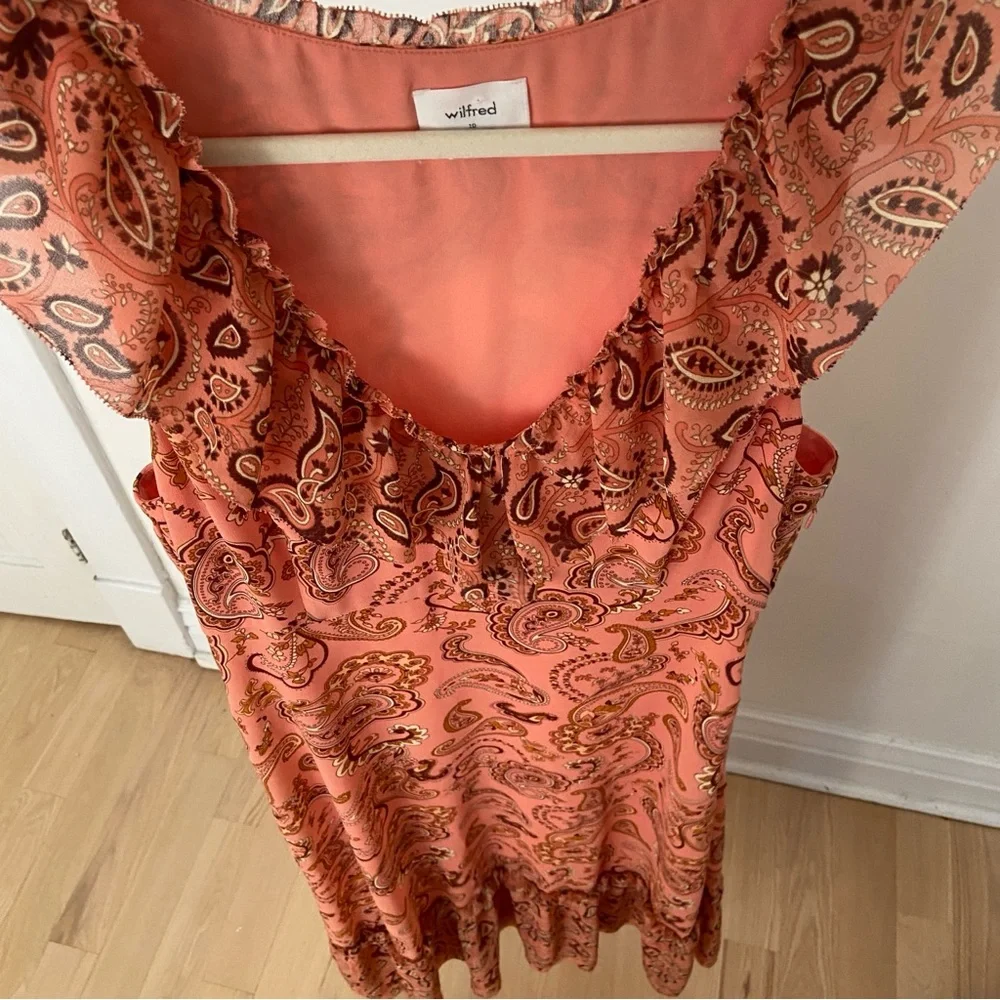 Wilfred Aritzia Naomi Dress size 10 Vintage Paisley Print Maxi Dress Chiffon - Picture 8 of 9